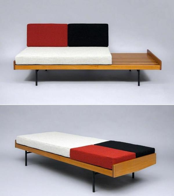 ספת מיטה מעץ, מסגרת, מזרן וקופסת מיטה מינימליסטית