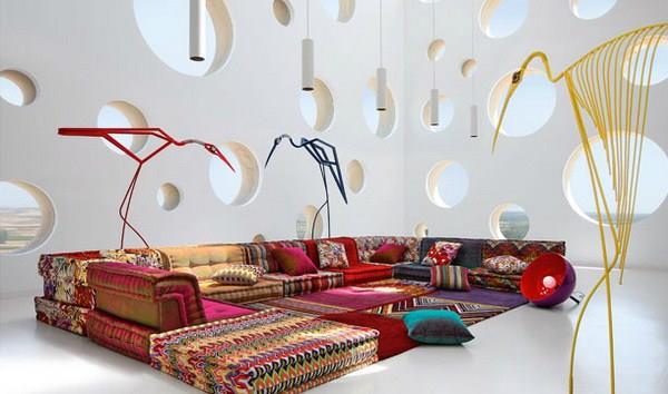 סלון בוהמי Roche Bobois ספה מודולרית בעיצוב מודרני