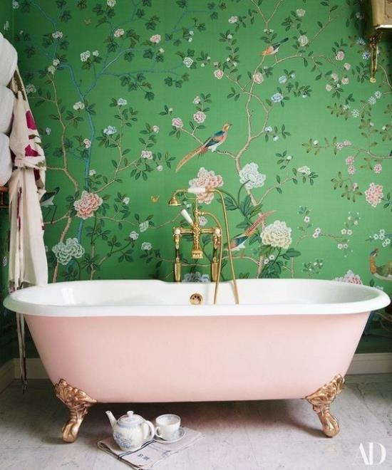 עיצוב טפט דקו טרנד פרחים 2020 עיצוב אמבטיה קלאסי