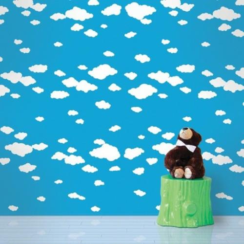 טפט צבעוני לחדרי ילדים פלסטיק שידת ענן כחולה