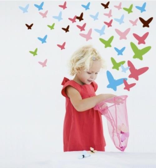 טפט צבעוני לבנות פרפרים לחדרי ילדים