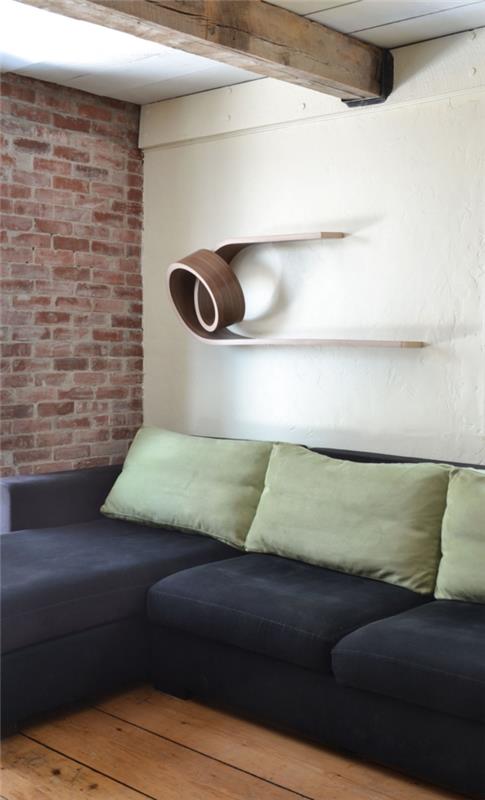 ספה מדפי קיר מעוצבים מעץ