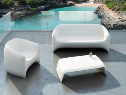 ריהוט גן מגניב למרפסת עיצובים חדשניים מודרניים לבן