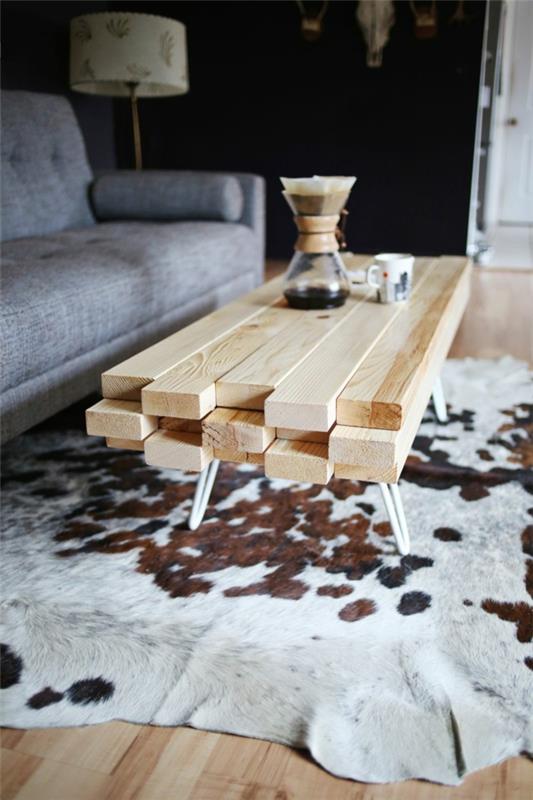 שולחן קפה ספה עץ אלגנטי להפליא