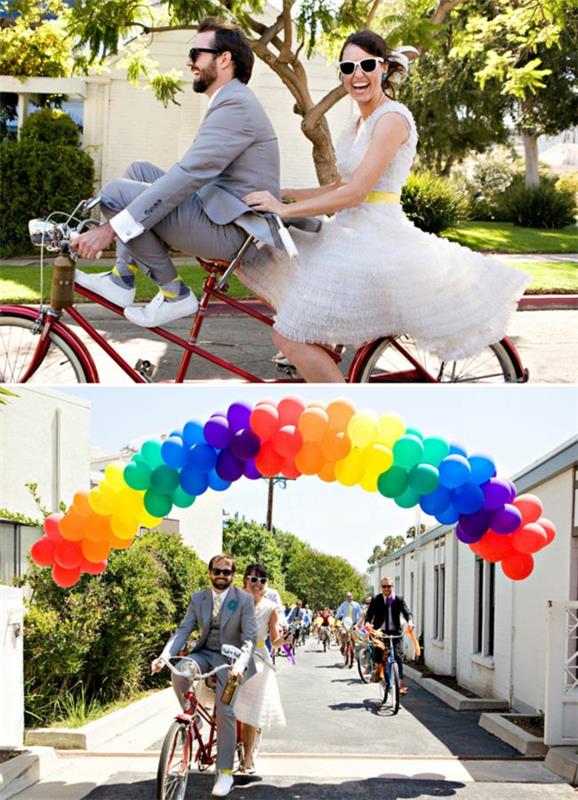 זוג מאושר חתונה חתונות רעיונות קישוט בלון אופניים