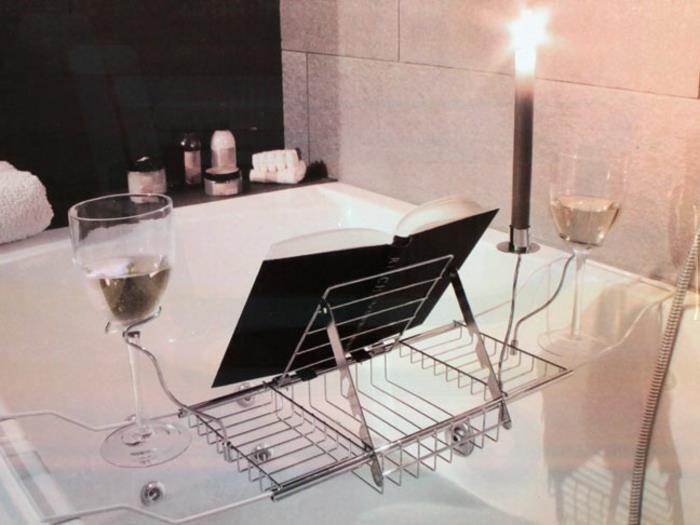 קישוט מדף לאמבטיה רעיונות אמבטיה שולחן כתיבה לאמבטיה