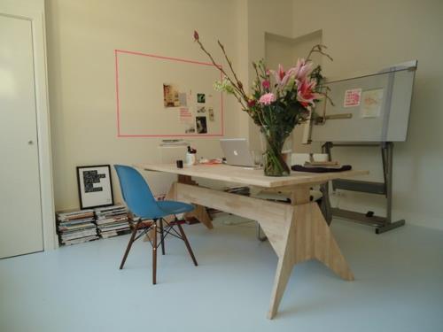 סרט דקורטיבי פרחים שולחן משרד משרד כסא עץ