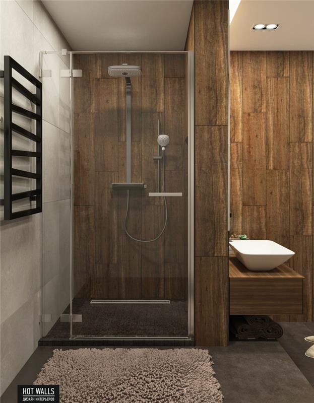 מעצבי פנים דוגמאות קירות אמבטיה עשויים עץ