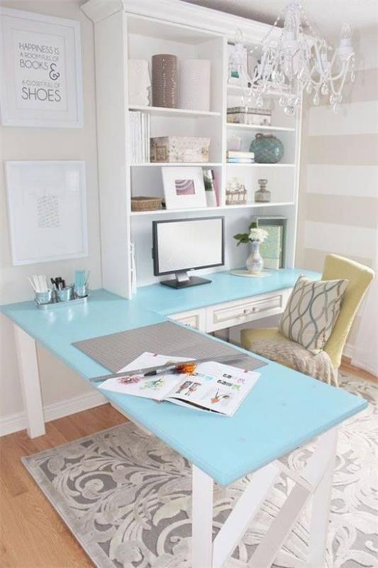 שולחן פינתי משרד ביתי מודרני שולחן מגניב בכחול בהיר