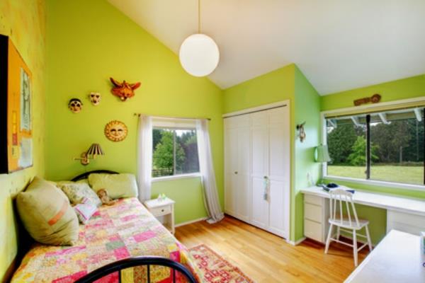 רעיונות לריהוט לחדר הנוער עיצוב קירות ירוקים