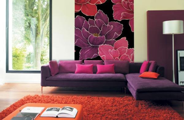 רעיונות לצבע לדוגמת פרחים בסלון