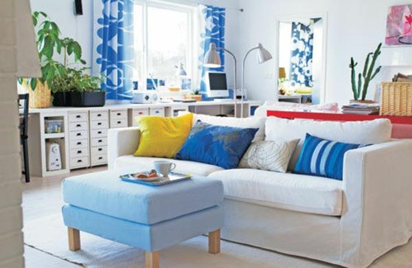 צבע רעיונות שרפרף ספה כחולה סלון אביב טרי