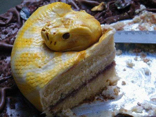 עוגות מצמררות עוגת קישוט עוגות נהדרות דמויות נחש צהוב