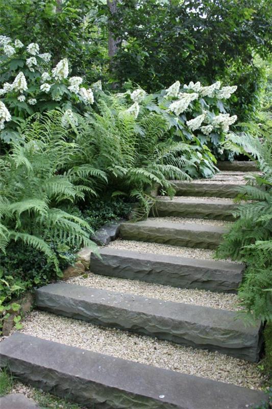 עיצוב גינה אבני חצץ אבנים צמח מדרגות