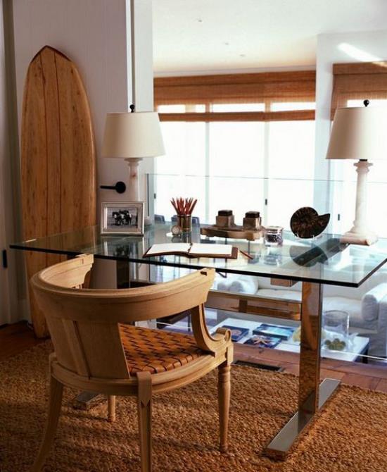 הקמת משרד ביתי ימי עם תחושת חג חזקה עיצוב חדר במנורת שולחן חמה בצבע חול