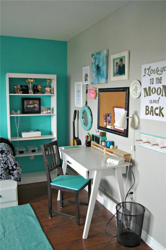 רעיונות לחדרי נוער חדר בנות ריהוט בצבע קיר טורקיז חדר בנות