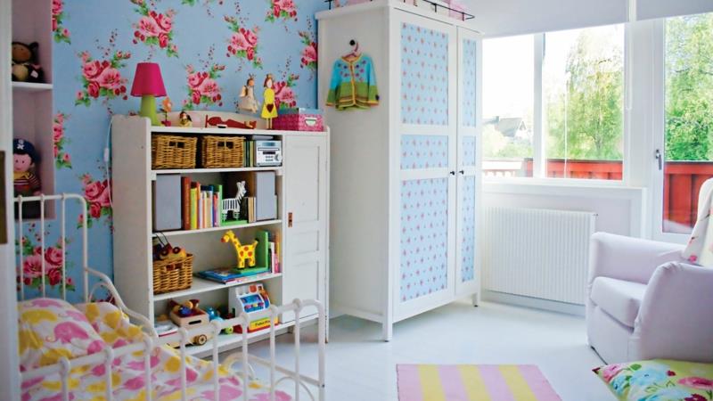עיצוב חדרי ילדים בנות חדרי ילדים חדרי בנות דפוסי פרחים של טפטים