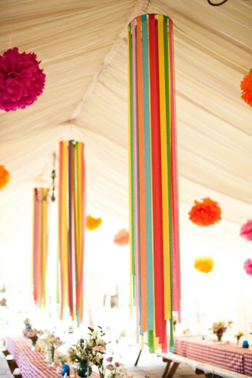 קישוט מסיבה עשוי נייר התלוי בקלות DIY צבעוני