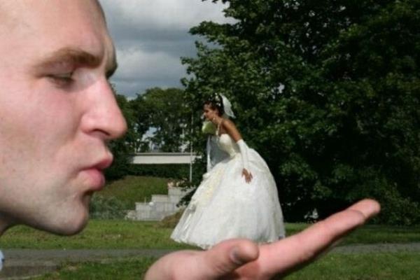 עיצוב מצחיק של תמונות חתונה חתונה אשליה חזותית
