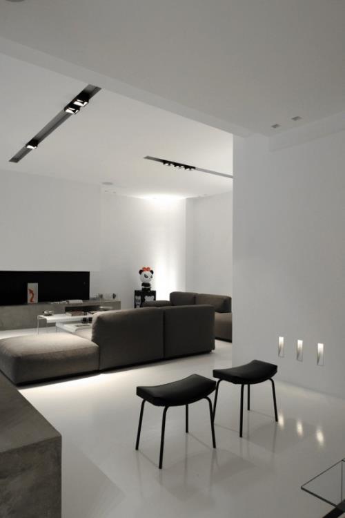 מינימליזם בסלון עיצוב חדר מושלם אורות מובנים תאורה טיפוסית לחדר