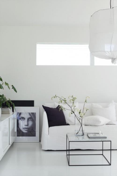 מינימליזם בסלון עיצוב פשוט עיצוב שחור ולבן כריות נוי