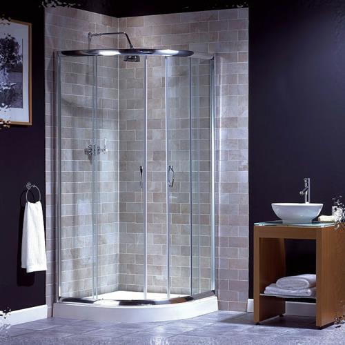 תא מקלחת מודרני עשוי כיורי זכוכית
