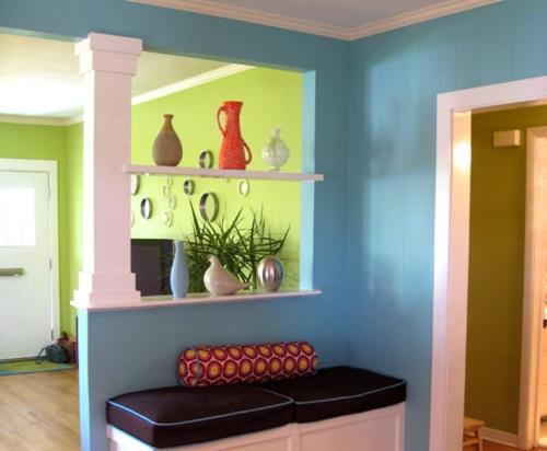צבע קיר מודרני למדפי המחיצה הכחולים הביתית נפתח