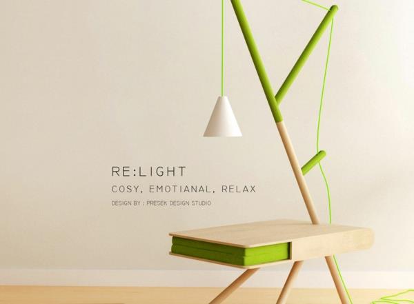 אולפן עיצוב Presek עיצוב שולחן צד ירוק של RE LIGHT
