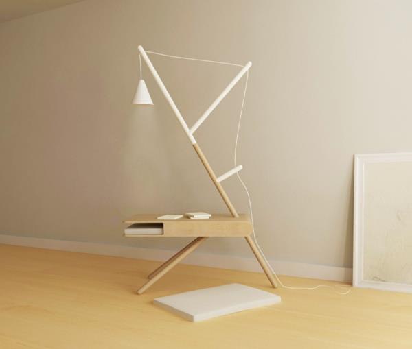 שולחן צד ומנורת RE LIGHT לבנה Presek Design Studio