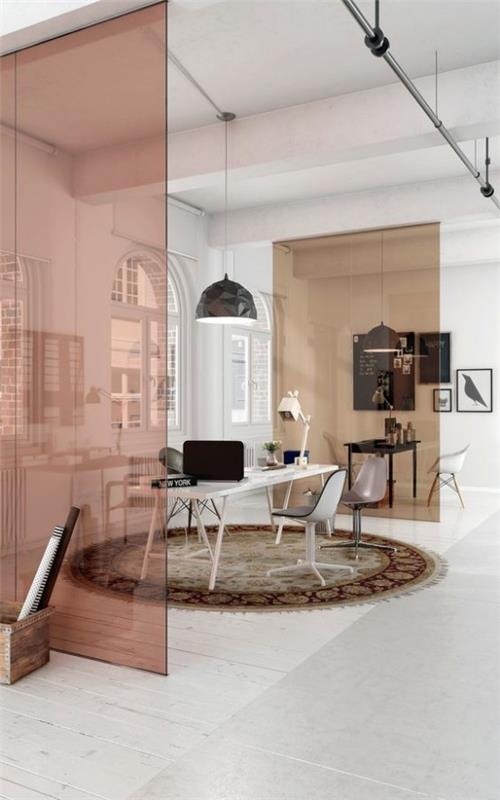 מחלק חדרים עיצוב אלגנטי קירות זכוכית עבודה במשרד הביתי ללא הפרעה
