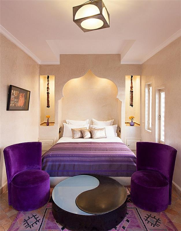 עיצוב חדר שינה עיצוב חדר שינה מרוקו אור סגול