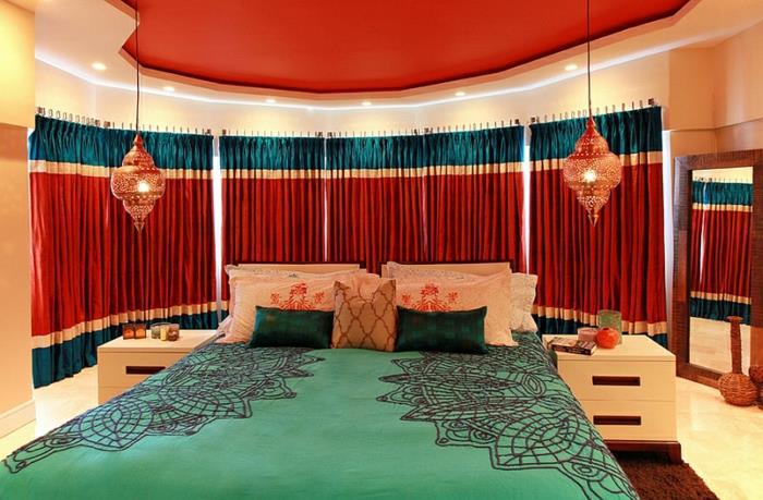 עיצוב חדר שינה ירוק בנזין אדום