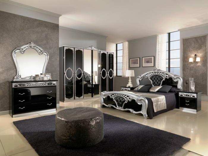 רעיונות לחדרי שינה בעיצוב צבע מונוכרום בסגנון ויקטוריאני