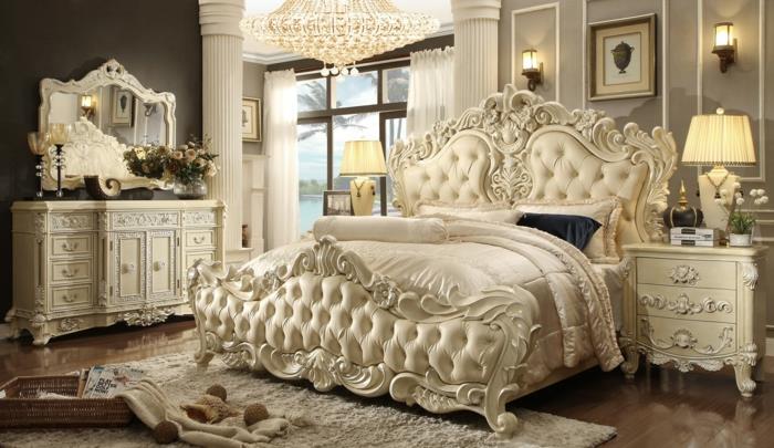 דוגמאות לריהוט חדרי שינה לרהיטים בשידת מיטה מרופדת בסגנון ויקטוריאני