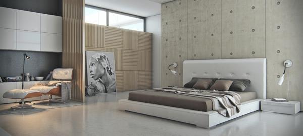 חדר שינה בעיצוב קיר בסגנון תעשייתי