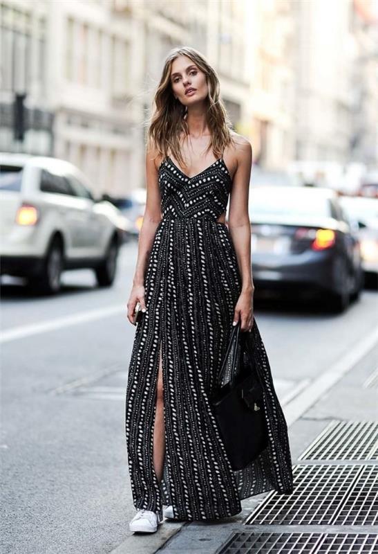 שמלת רצועות ספגטי - כך את לובשת שמלת קיץ אופנתית זו באמת שמלה שחורה מקסי