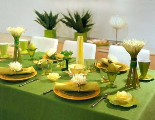 קישוט שולחן לצלחת מפת שולחן ירוקה של חג הפסחא כתום