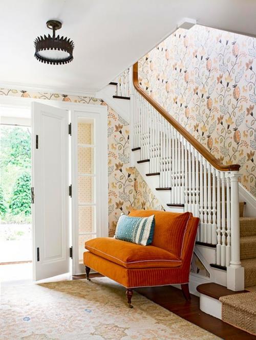 מדרגות ושטיחים למדרגות עץ ספת חדר מדרגות כתומה