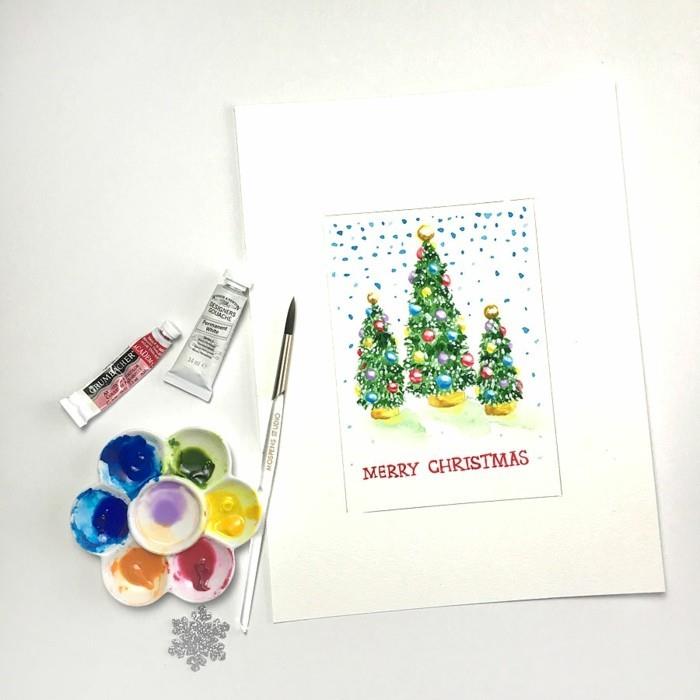 עיצוב טכנולוגיית צבעי מים בכרטיס חג המולד שלך