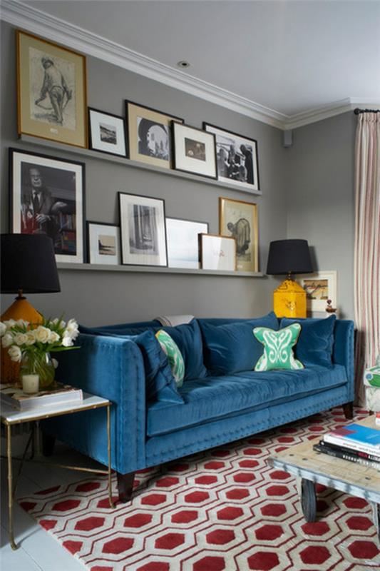 רעיונות חיים לעיצוב חדרים כולל כיסוי ספה כחולה