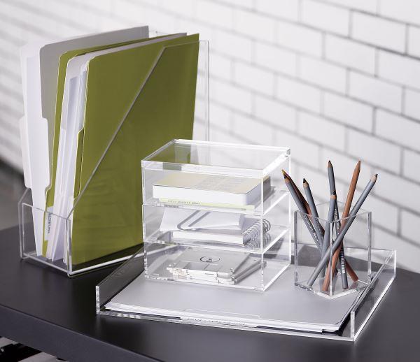 קופסאות אקריליק פתקים עטים עטים כדורים ארגון משרד ביתי