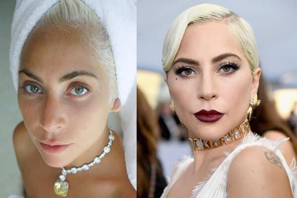 Trucco e senza trucco attrice Lady Gaga