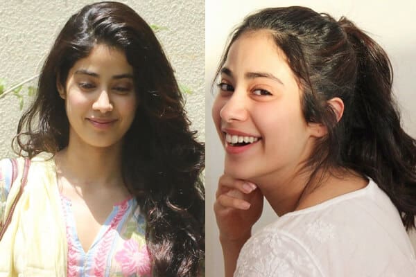 Celebrità prima e dopo il trucco Janhvi Kapoor