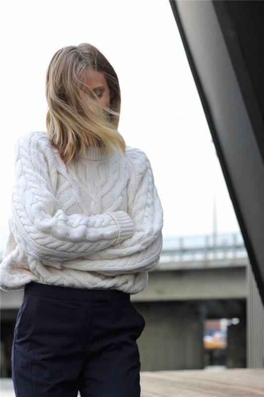 טרנדים אופנתיים עכשוויים 2016 סוודר נשים סוודר לבן