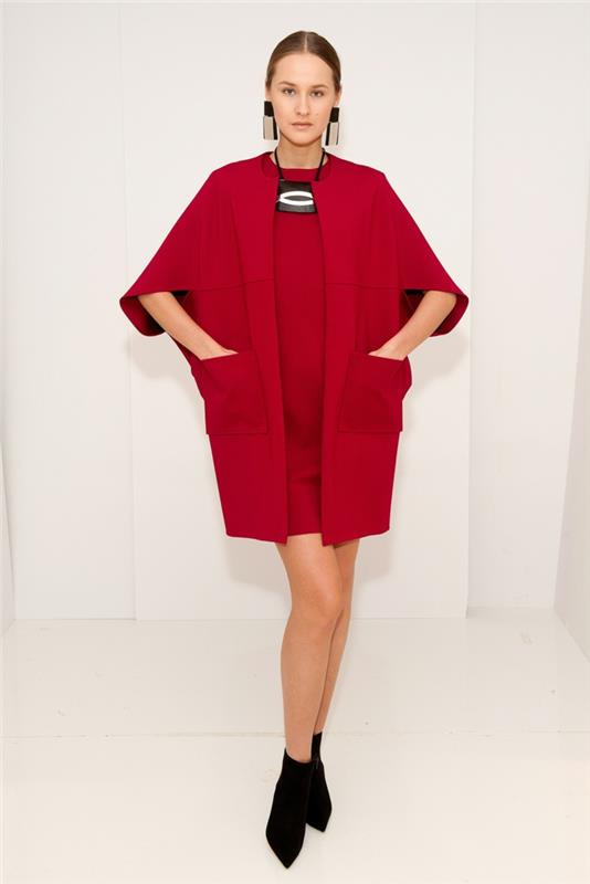 שמלת אפוד סוודר נשים אדומה סרוגה עדכנית