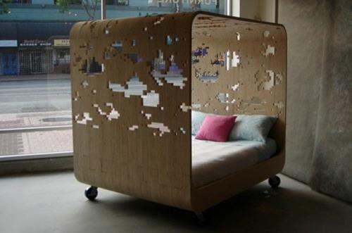 עיצוב מיטת אפיריון אטרקטיבית עיצוב גלילי עץ ניידים