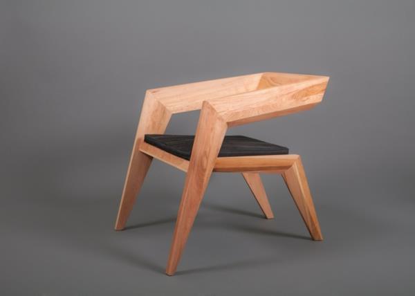 כורסא מעץ אוונגרד מעצבת מושב שחור מקורי