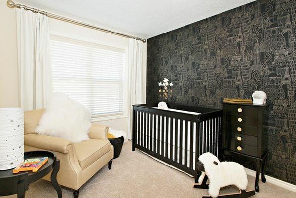 מיטת תינוק שולחן קיר שחור