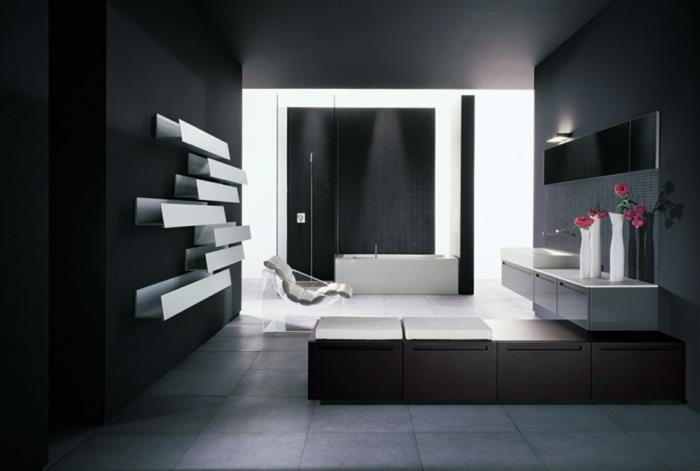 אריחי אמבטיה רעיונות אמבטיה רעיוני מראה פרחים קיר שחור