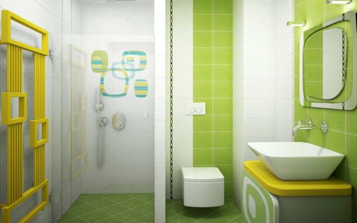 אריחי אמבט צבעוניים בצבע צהוב ירוק רעיונות לאמבטיה